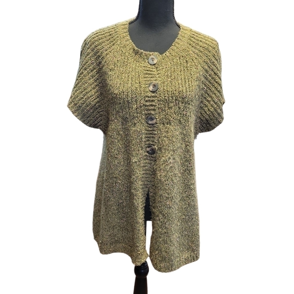 Charter Club Green Babydoll Cardigan 78% Acrylic, 18% poly, 4% wool Y2K